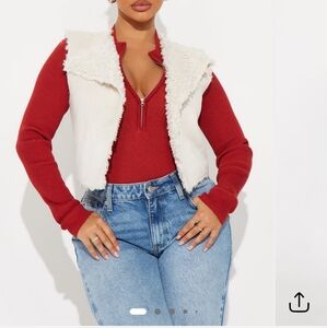 Fashion Nova Cream Shearling Vest